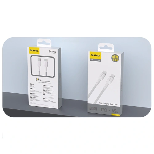Kabel Dudao L9C 65W USB-C / USB-C 1m biały