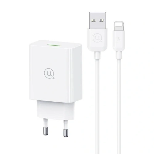 Ładowarka sieciowa USAMS 18W USB-A + kabel USB-A / Lightning Fast Charging biały