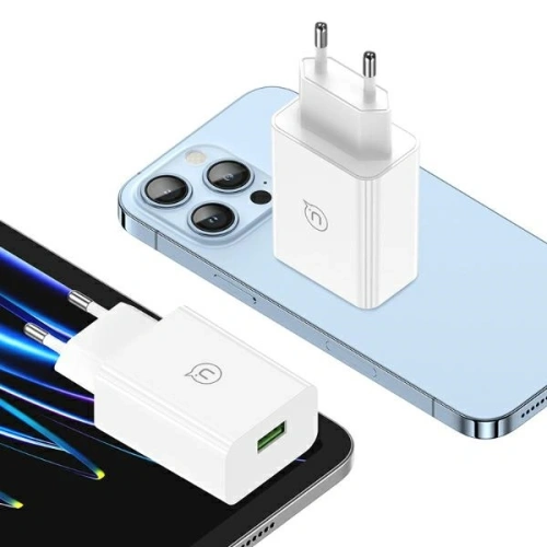 Ładowarka sieciowa USAMS 18W USB-A + kabel USB-A / Lightning Fast Charging biały