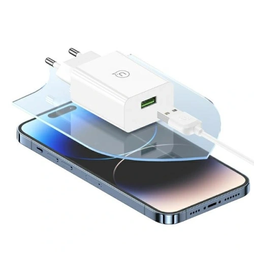 Ładowarka sieciowa USAMS 18W USB-A + kabel USB-A / Lightning Fast Charging biały