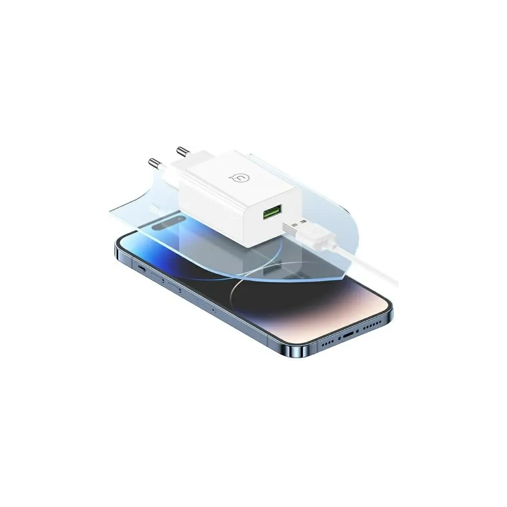 Ładowarka sieciowa USAMS 18W USB-A + kabel USB-A / Lightning Fast Charging biały