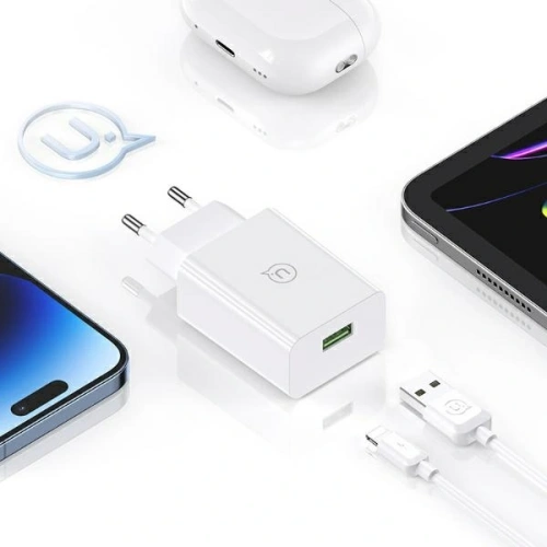 Ładowarka sieciowa USAMS 18W USB-A + kabel USB-A / Lightning Fast Charging biały