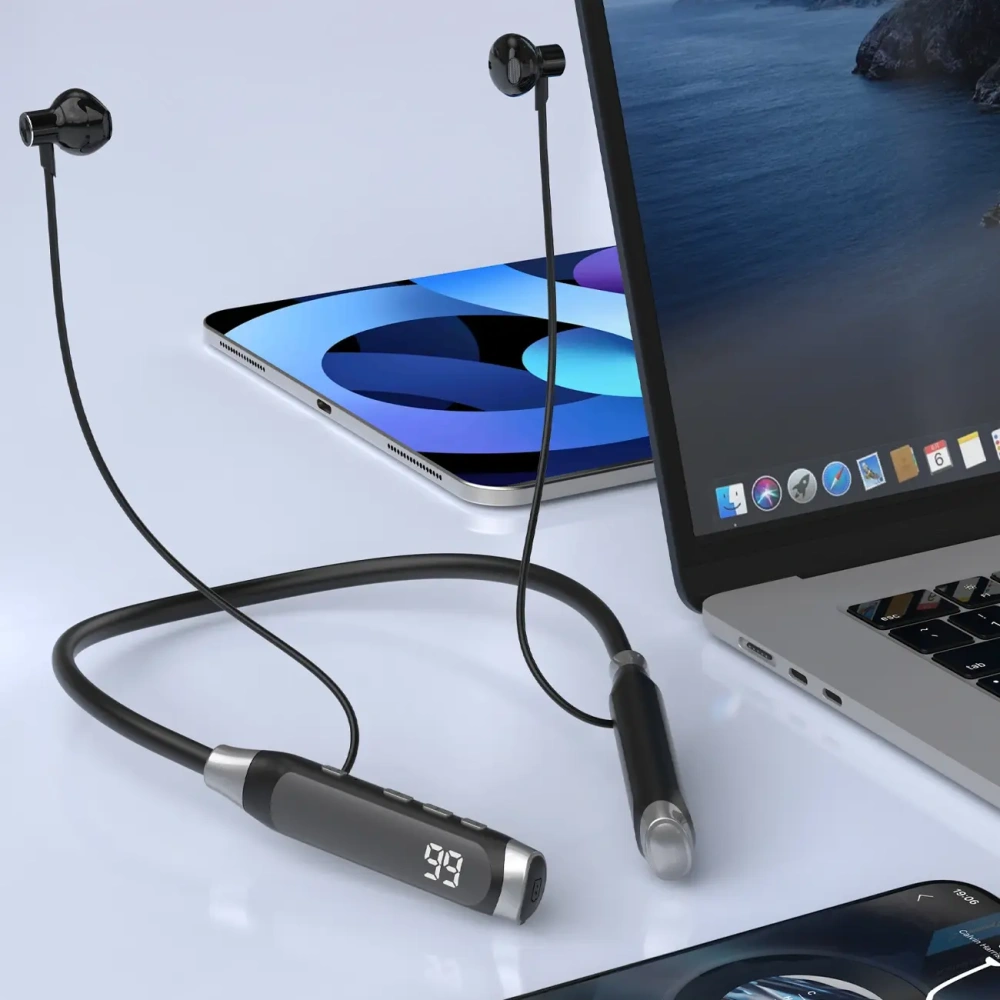 Bezprzewodowe słuchawki dokanałowe Dudao U5 Max Bluetooth 5.0 z pałąkiem na szyję czarne
