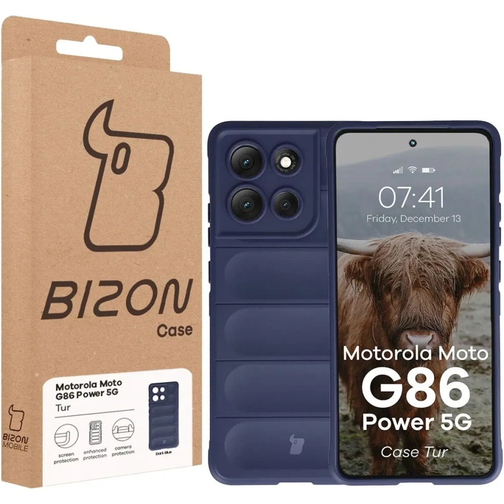 Pancerne etui Bizon Case Tur do Motorola Moto G86 Power 5G granatowe