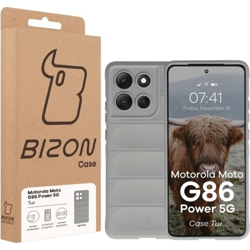 Pancerne etui Bizon Case Tur do Motorola Moto G86 Power 5G jasnoszare