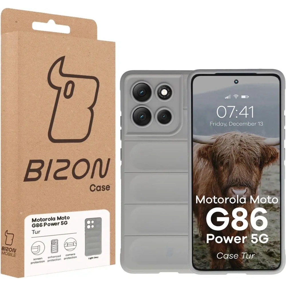 Pancerne etui Bizon Case Tur do Motorola Moto G86 Power 5G jasnoszare