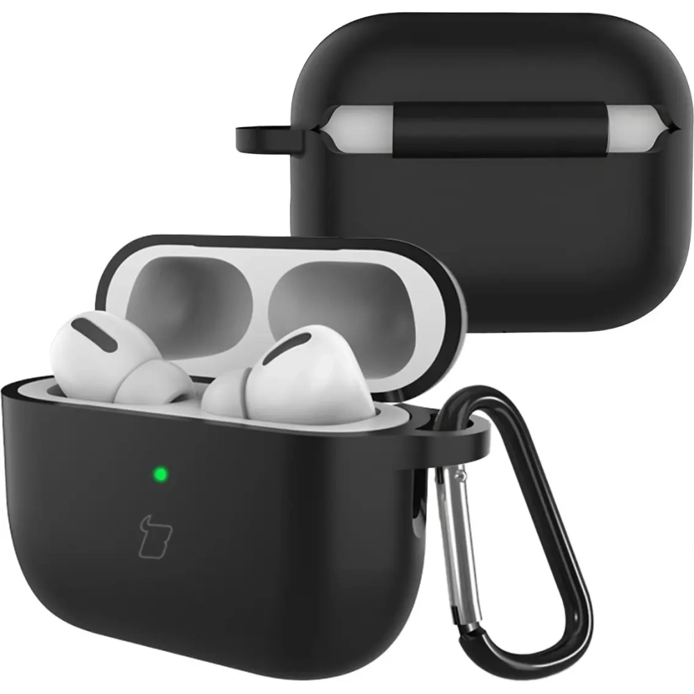 Silikonowe etui z karabińczykiem Bizon Case Headphone Silicone do AirPods Pro 3 czarne