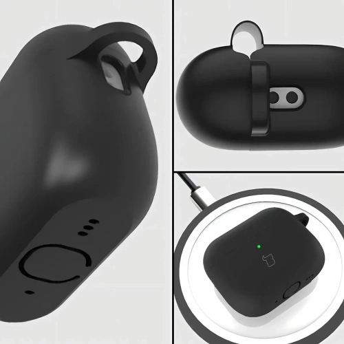 Silikonowe etui z karabińczykiem Bizon Case Headphone Silicone do AirPods Pro 3 czarne