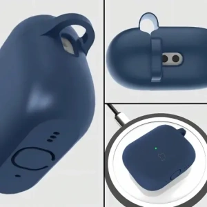 Silikonowe etui z karabińczykiem Bizon Case Headphone Silicone do AirPods Pro 3 granatowe