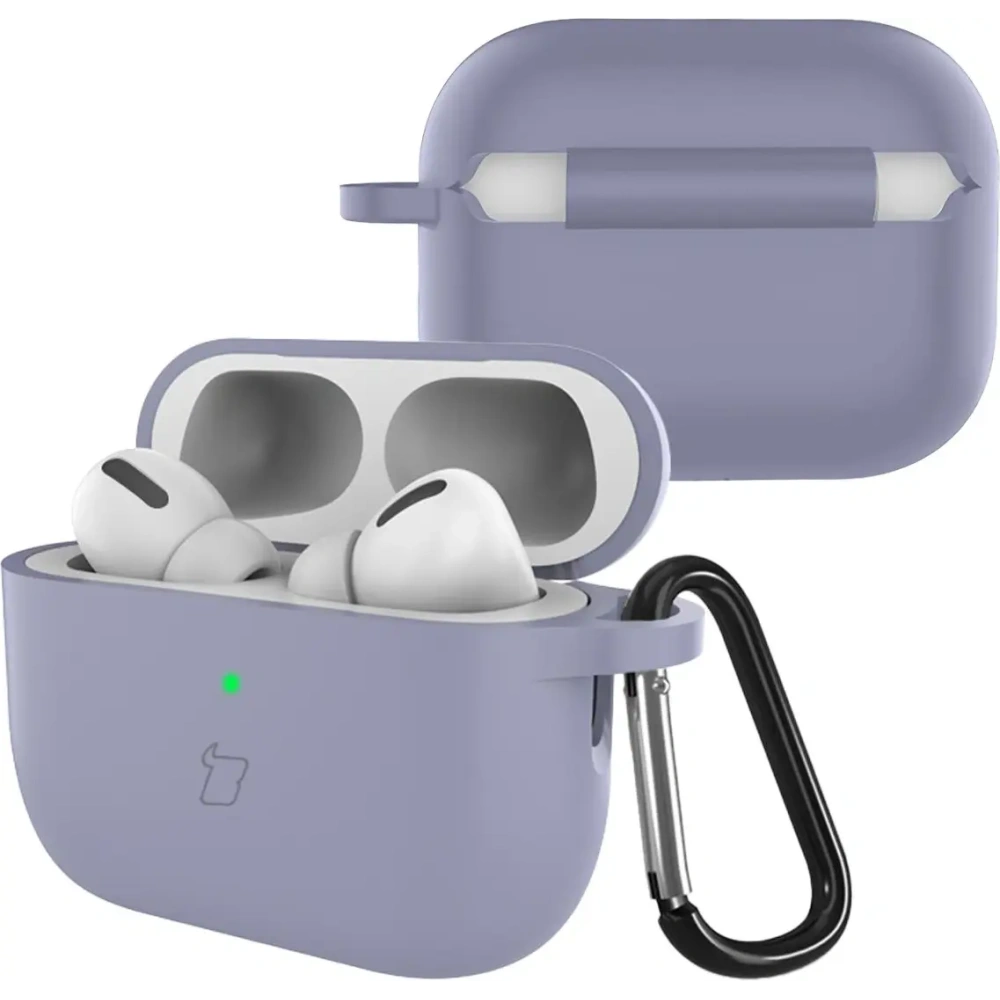 Silikonowe etui z karabińczykiem Bizon Case Headphone Silicone do AirPods Pro 3 szare