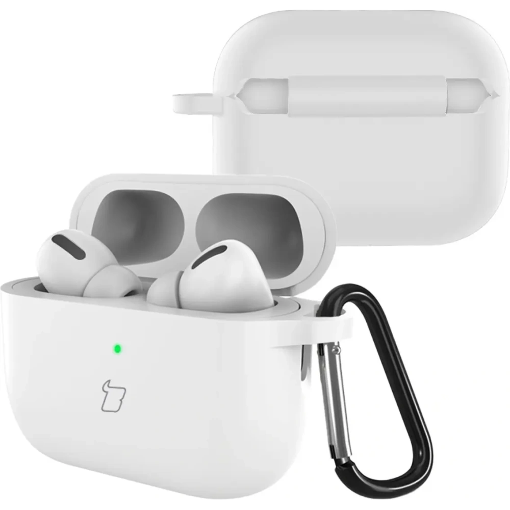Silikonowe etui z karabińczykiem Bizon Case Headphone Silicone do AirPods Pro 3 białe