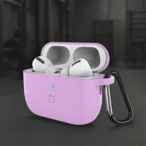 Silikonowe etui z karabińczykiem Bizon Case Headphone Silicone do AirPods Pro 3 jasnofioletowe