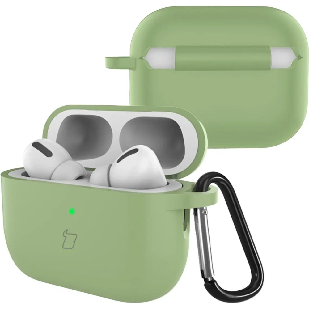 Silikonowe etui z karabińczykiem Bizon Case Headphone Silicone do AirPods Pro 3 jasnozielone