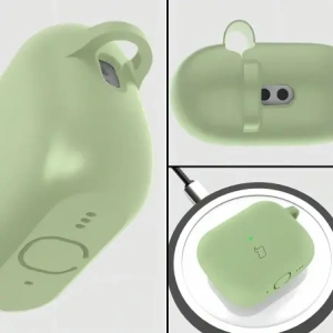 Silikonowe etui z karabińczykiem Bizon Case Headphone Silicone do AirPods Pro 3 jasnozielone