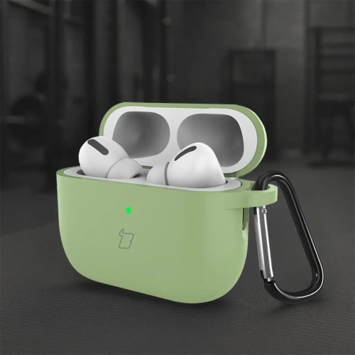 Silikonowe etui z karabińczykiem Bizon Case Headphone Silicone do AirPods Pro 3 jasnozielone