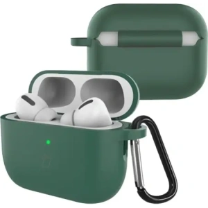Silikonowe etui z karabińczykiem Bizon Case Headphone Silicone do AirPods Pro 3 ciemnozielone