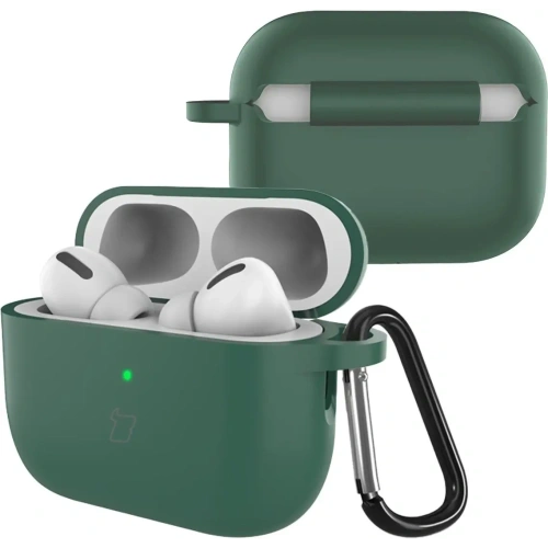 Silikonowe etui z karabińczykiem Bizon Case Headphone Silicone do AirPods Pro 3 ciemnozielone