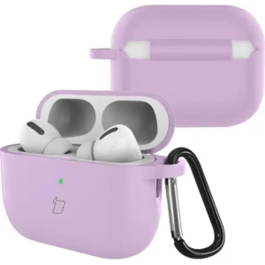 Silikonowe etui z karabińczykiem Bizon Case Headphone Silicone do AirPods Pro 3 liliowe