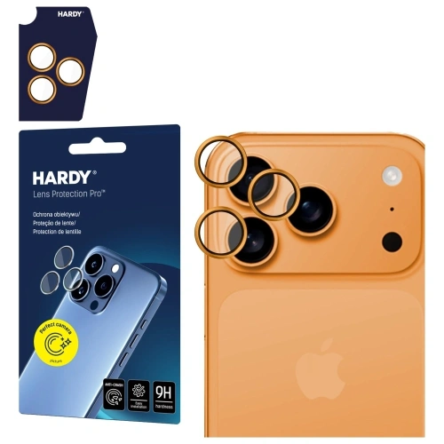 Ochrona na obiektyw aparatu 3MK HARDY Lens Protection Pro do Apple iPhone 17 Pro / 17 Pro Max pomarańczowy