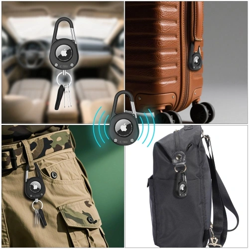 Etui Tech-Protect Slidelock Carabiner Keychain do Apple AirTag 1 / 2 Black