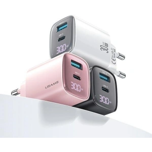 [CR] Ładowarka sieciowa USAMS CC229 USB-A, USB-C 30W GaN Fast Charging XC Series czarny/black
