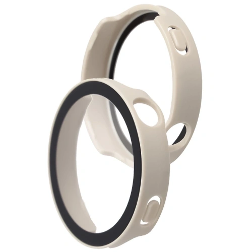 Etui ze szkłem do zegarka Bizon Case+Glass Watch do Huawei Watch GT6 41mm beżowe