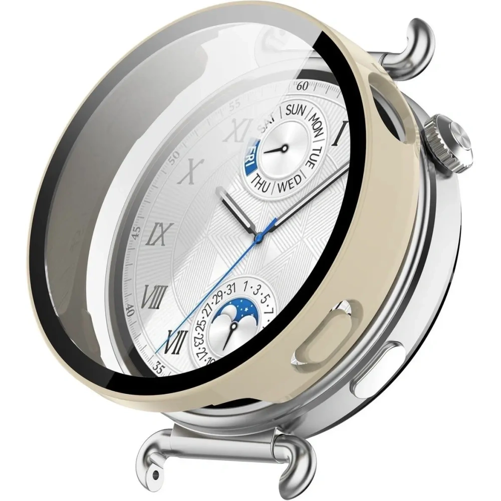 Etui ze szkłem do zegarka Bizon Case+Glass Watch do Huawei Watch GT6 41mm beżowe