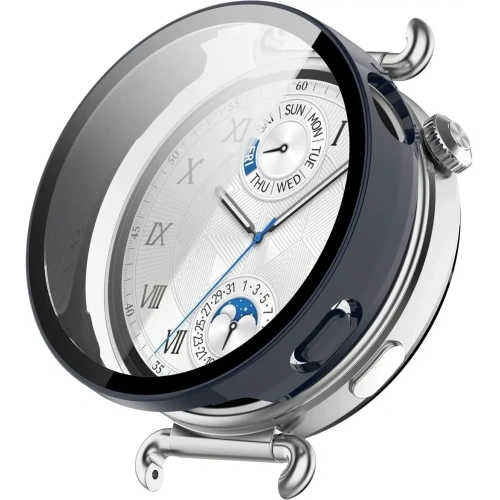 Etui ze szkłem do zegarka Bizon Case+Glass Watch do Huawei Watch GT6 41mm niebieskie