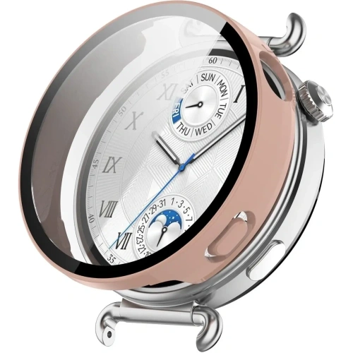 Etui ze szkłem do zegarka Bizon Case+Glass Watch do Huawei Watch GT6 41mm różowe