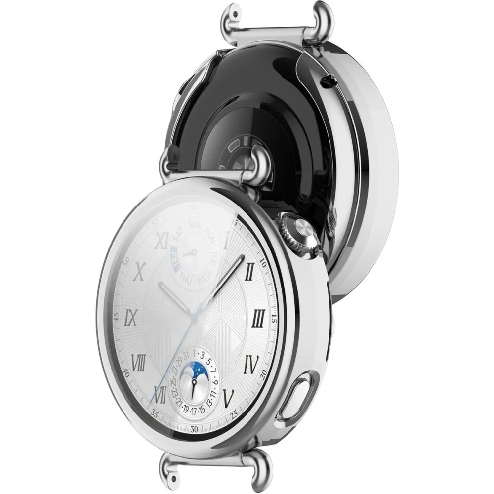 Etui z osłoną ekranu Bizon Case Watch Felipe do Huawei Watch GT6 41mm srebrne