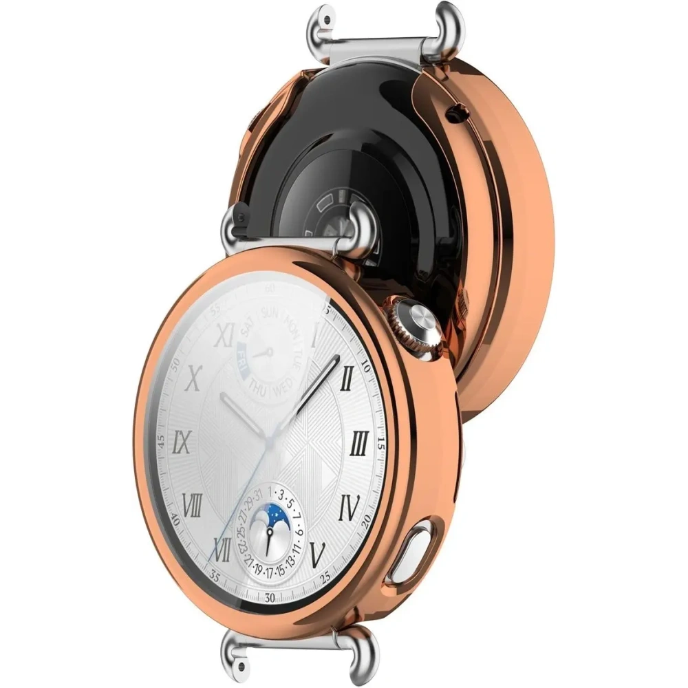 Etui z osłoną ekranu Bizon Case Watch Felipe do Huawei Watch GT6 41mm różowozłote