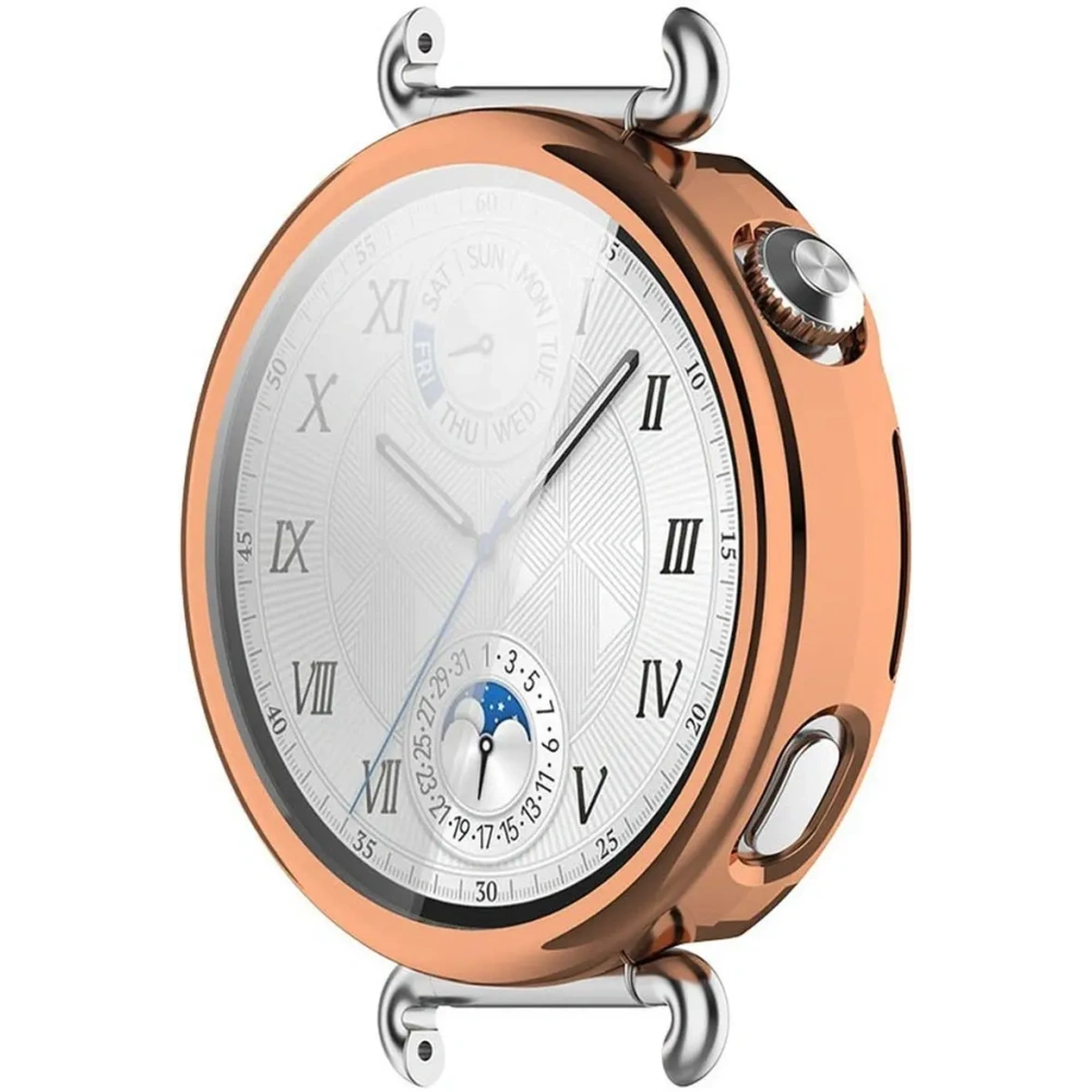 Etui z osłoną ekranu Bizon Case Watch Felipe do Huawei Watch GT6 41mm różowozłote