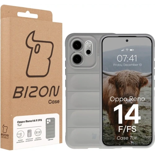Pancerne etui Bizon Case Tur do Oppo Reno 14 F / 14 FS jasnoszare