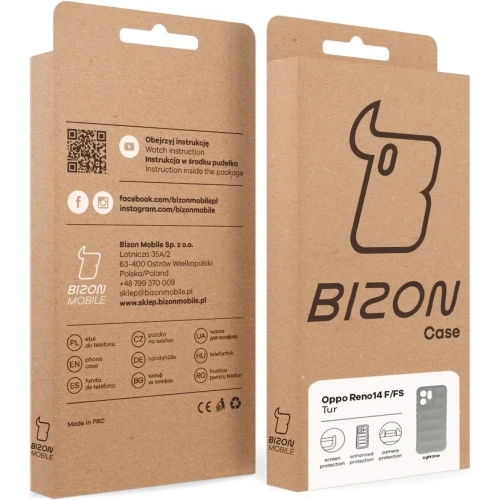 Pancerne etui Bizon Case Tur do Oppo Reno 14 F / 14 FS jasnoszare