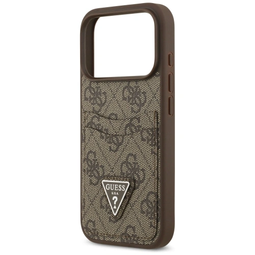 Etui Guess 4G Double Card Triangle do Apple iPhone 17 Pro brązowy