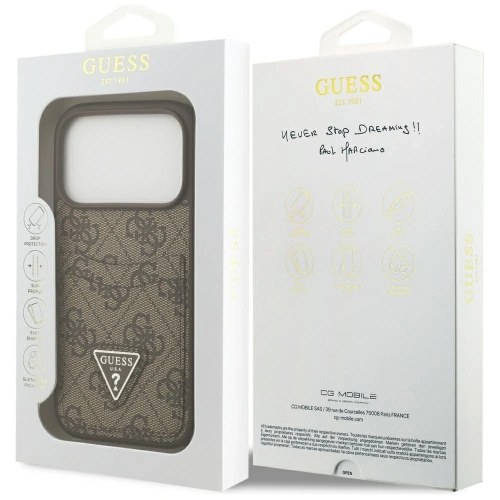 Etui Guess 4G Double Card Triangle do Apple iPhone 17 Pro brązowy