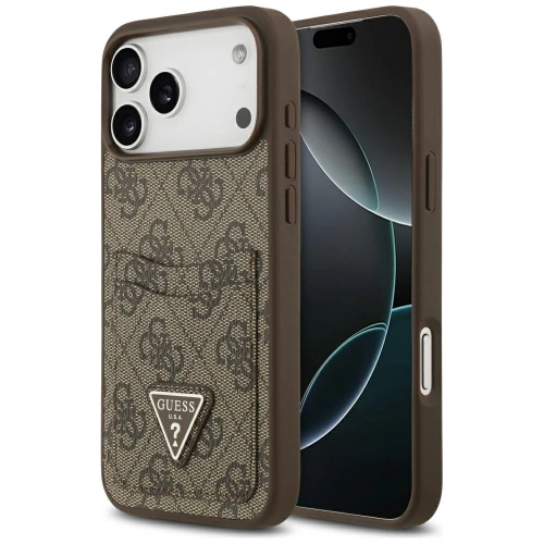 Etui Guess 4G Double Card Triangle do Apple iPhone 17 Pro Max brązowy