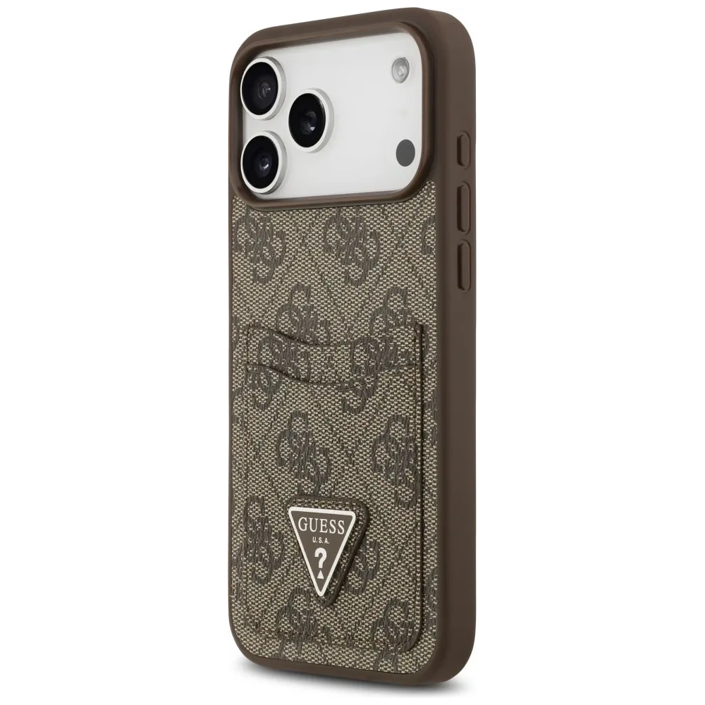Etui Guess 4G Double Card Triangle do Apple iPhone 17 Pro Max brązowy