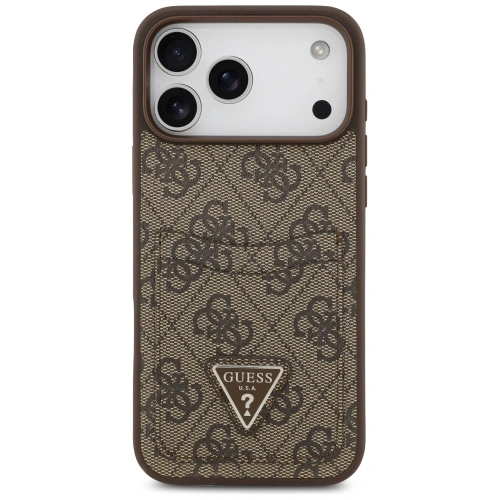Etui Guess 4G Double Card Triangle do Apple iPhone 17 Pro Max brązowy