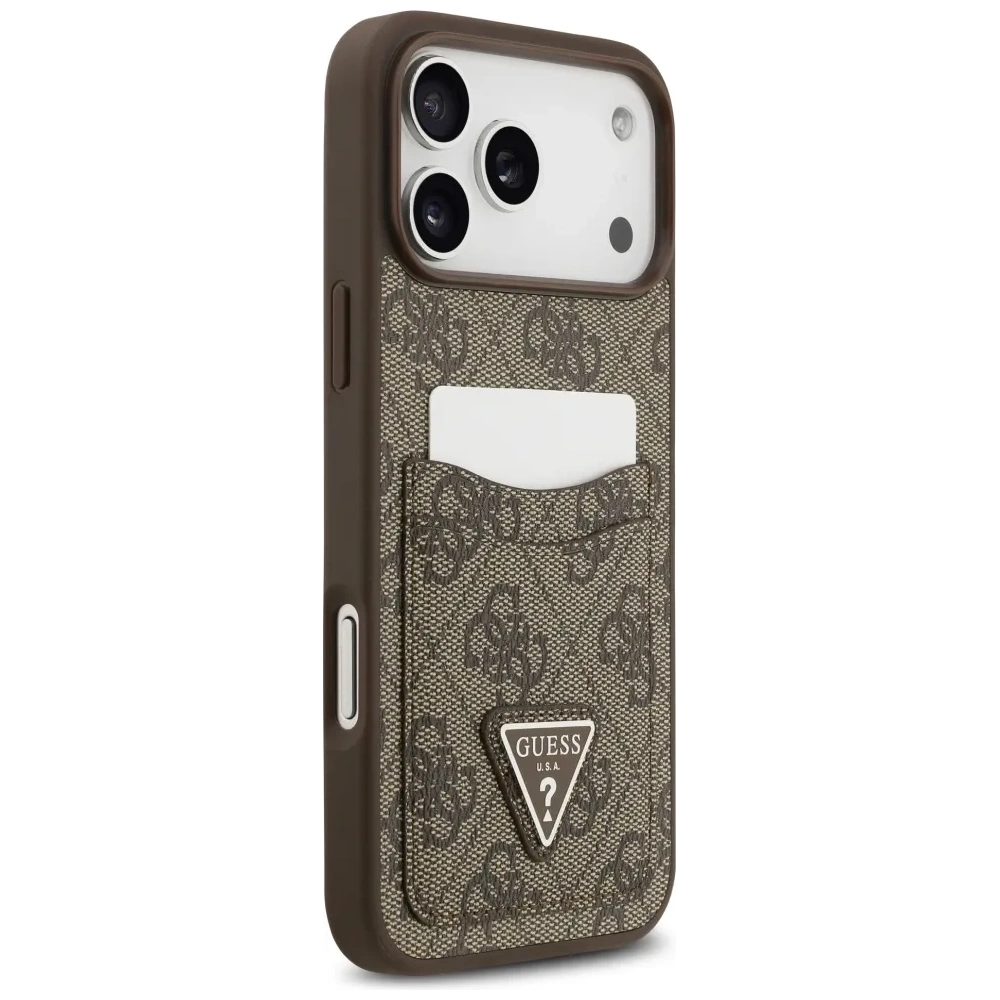 Etui Guess 4G Double Card Triangle do Apple iPhone 17 Pro Max brązowy