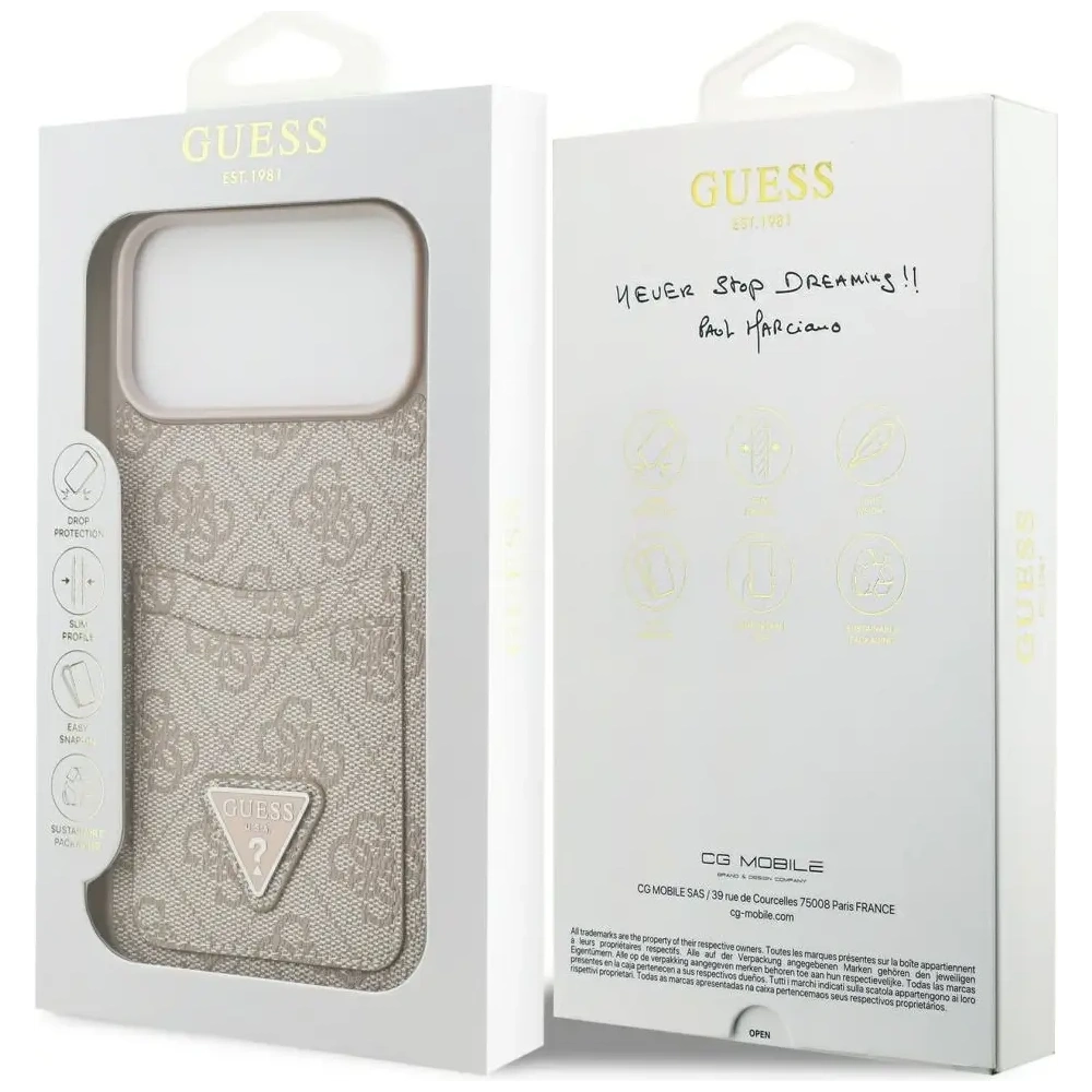 Etui Guess 4G Double Card Triangle do Apple iPhone 17 Pro Max różowy