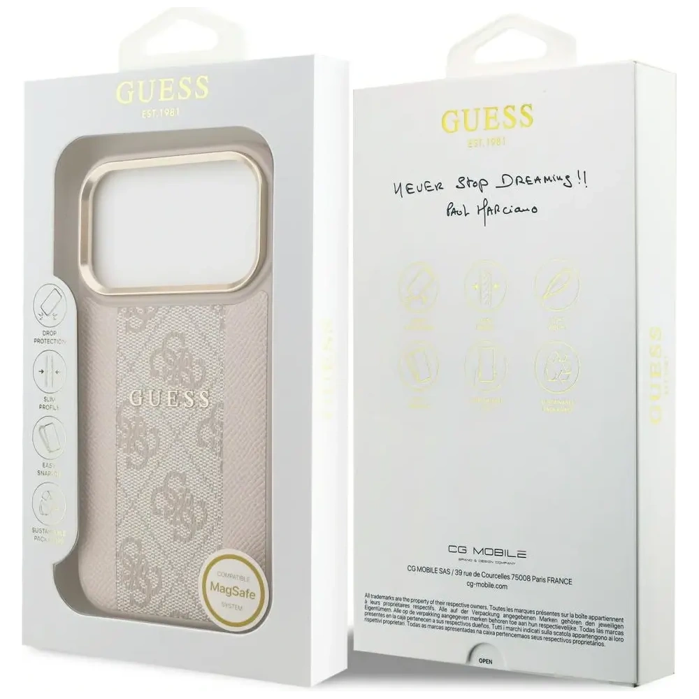 Etui Guess 4G Stripe MagSafe do Apple iPhone 17 Pro różowy
