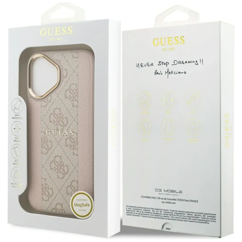 Etui Guess 4G Stripe MagSafe do Apple iPhone 17 różowy