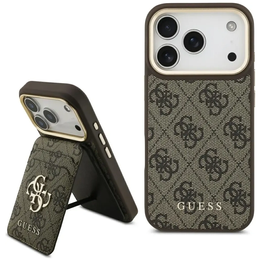 Etui Guess 4G z portfelem MagSafe do Apple iPhone 17 Pro brązowy