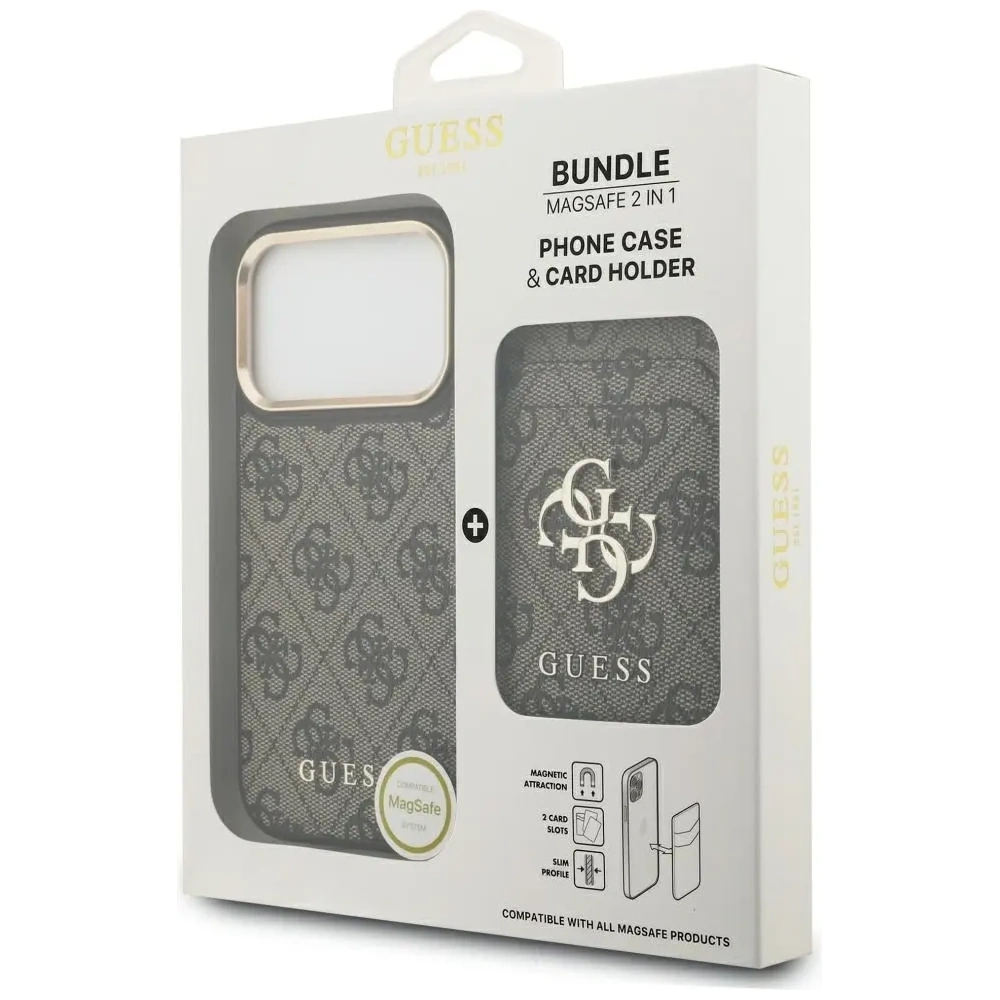 Etui Guess 4G z portfelem MagSafe do Apple iPhone 17 Pro brązowy