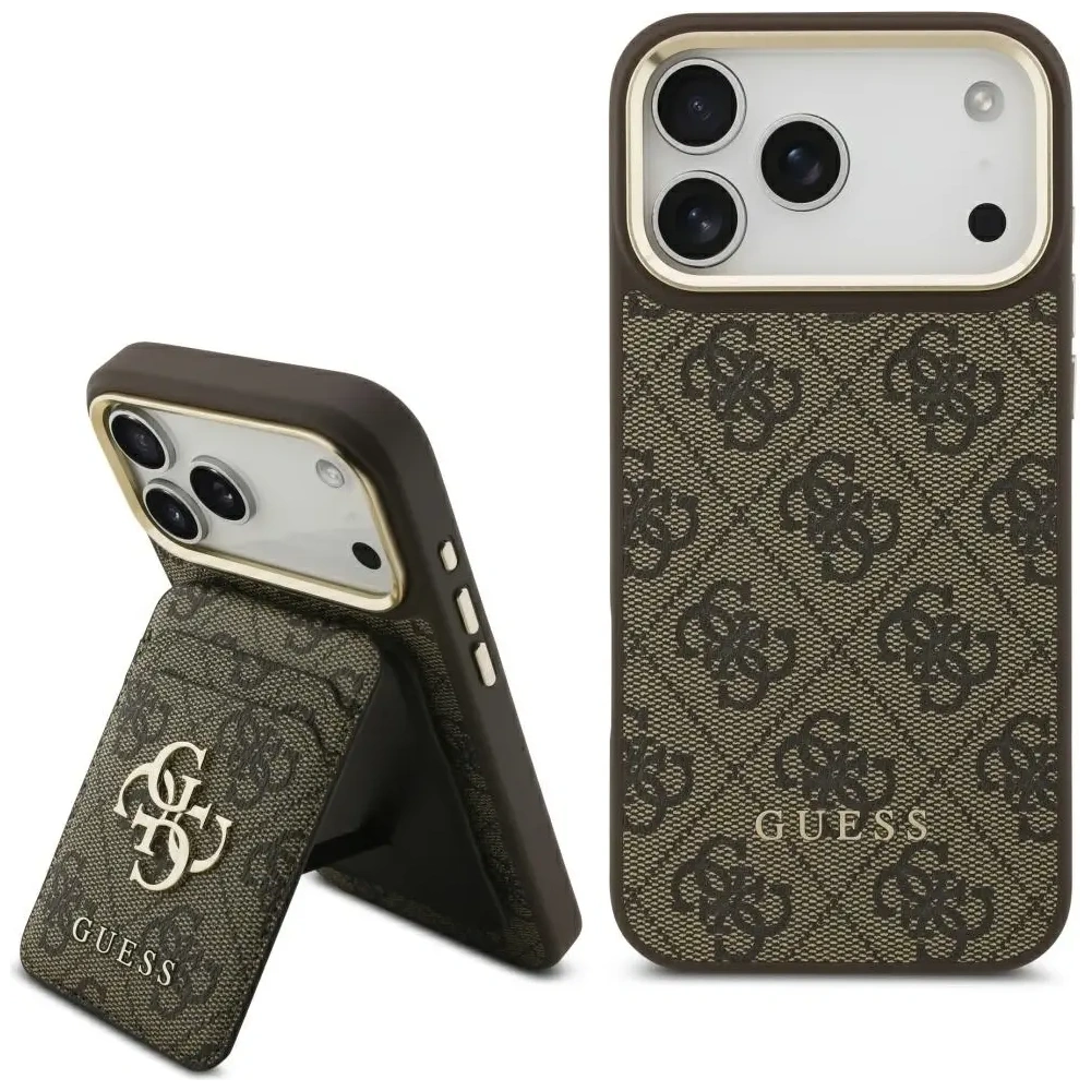 Etui Guess 4G z portfelem MagSafe do Apple iPhone 17 Pro Max brązowy