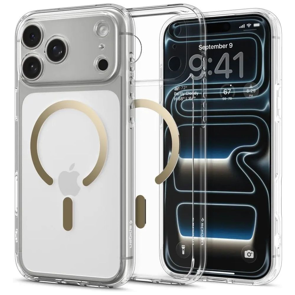 Etui Spigen Ultra Hybrid Mag MagSafe do Apple iPhone 17 Pro Clear/gold