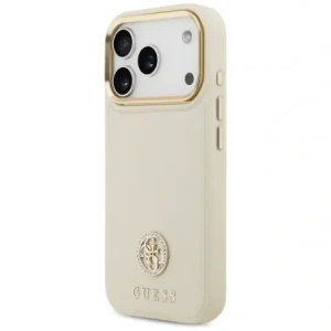 Etui Guess Grained Strass Logo MagSafe do Apple iPhone 17 Pro beżowy