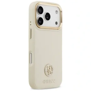 Etui Guess Grained Strass Logo MagSafe do Apple iPhone 17 Pro beżowy