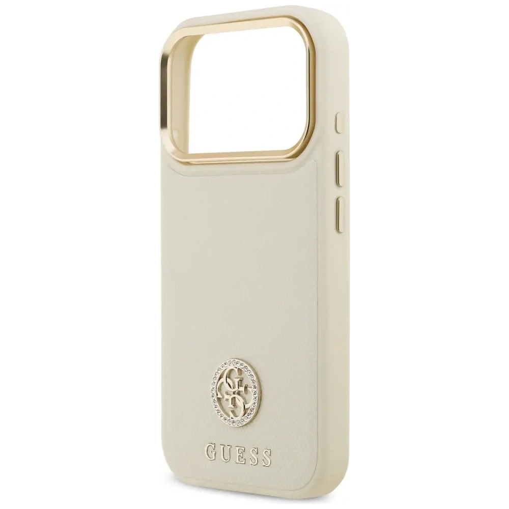 Etui Guess Grained Strass Logo MagSafe do Apple iPhone 17 Pro beżowy